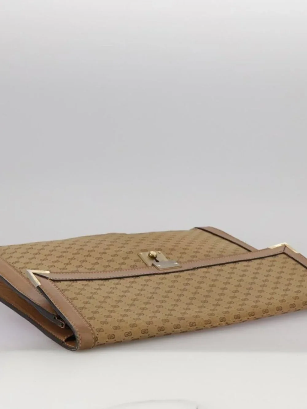 GUCCI Micro GG Canvas Clutch Bag Beige Auth ep6918